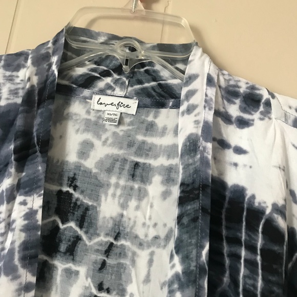 Love, Fire | Tye dye fringe kimono cardigan - Picture 4 of 6